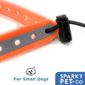 Replacement GPS eCollar with Adjustable Bungee, Multi-Hole Design, and Secure Toggle Closure for Small Dogs (Reflective Orange, Small Neck)
