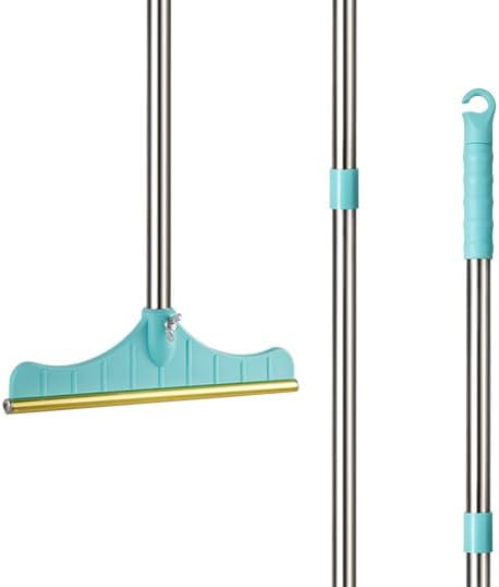 Stainless Steel Carpet Rake for Pet Hair Removal, Reusable Cat Dog Hair Remover with 47’’ Adjustable Long Handle Advanced Lint Remover Scraper for Carpets, Rugs, Mats, Furniture (Blue)