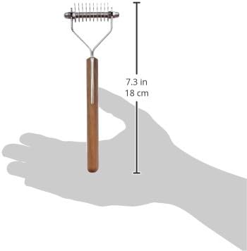 Mars Coat King Blunt Dematting Undercoat Grooming Rake Stripper Tool for Dogs and Cats, Stainless Steel with Wooden Handle, Made in Germany, 10-Blade
