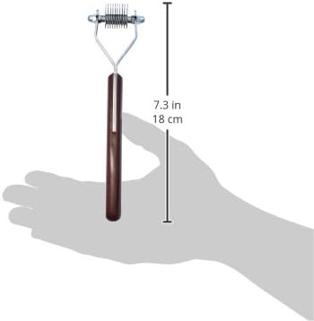 Mars Coat King Mini Dematting Undercoat Grooming Rake Stripper Tool and Detailing Body Work for Dogs and Cats, Stainless Steel with Wooden Handle, Made in Germany, 10-Blade Fine