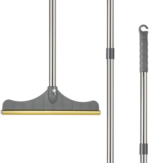 Stainless Steel Carpet Rake for Pet Hair Removal, Reusable Cat Dog Hair Remover with 47’’ Adjustable Long Handle Advanced Lint Remover Scraper for Carpets, Rugs, Mats, Furniture (Grey)