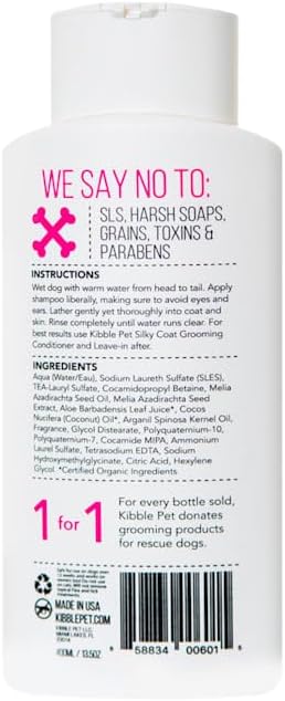 Pet Shampoo Professional Grooming Wash, Dog Coat Moisturizer, Warm Vanilla Amber Scent, Deodorizing Coat for Long Lasting Odor Control, Hypoallergenic, Certified Organic, Made in The USA, 13.5 oz