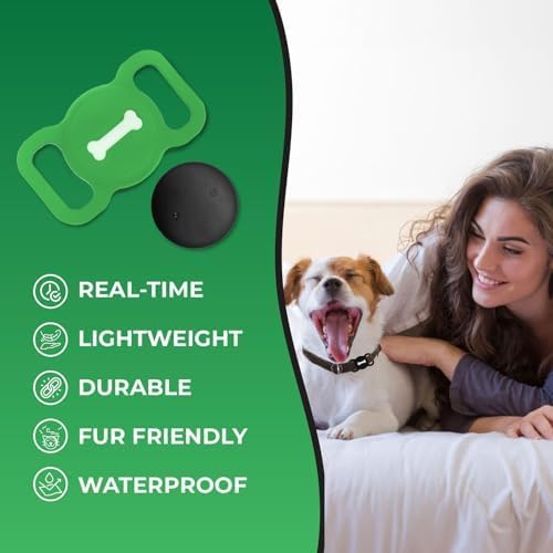 Pet Tracker for Cat, Smart Pet Location Tracker with Case, Smart Item Finder, MFi Certificated Tracking Device, No Monthly Fee, Works with Find My (iOS Only) (GreenV1, Small)