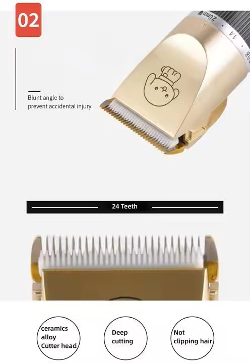 Pet Grooming Kit, Rechargeable Clippers with 6 Guide Combs, Stainless Steel Blades, Scissors, Comb