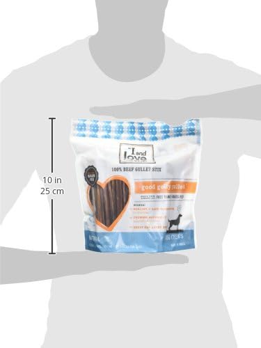 I and love and you Good Golly Gullet Stix - Beef - Rawhide Alternative, Single Ingredient, Free Range Grass Fed Beef, 6in, 48ct