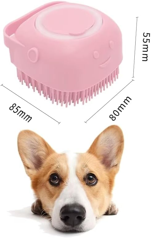 Pet Grooming Bath Brush with Shampoo Dispenser โ Soft Silicone Scrubber for Dogs & Cats โ Gentle Cleaning, Shedding, and Bathing Tool for Pets