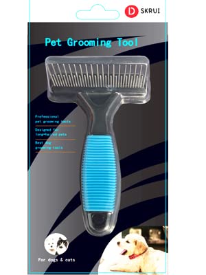 Undercoat Rake for Dogs, Designed for Breeds with Medium to Long Undercoats,Long & Short Stainless Steel Teeth, Safe Dematting Comb for Easy Mats & Tangles Removing