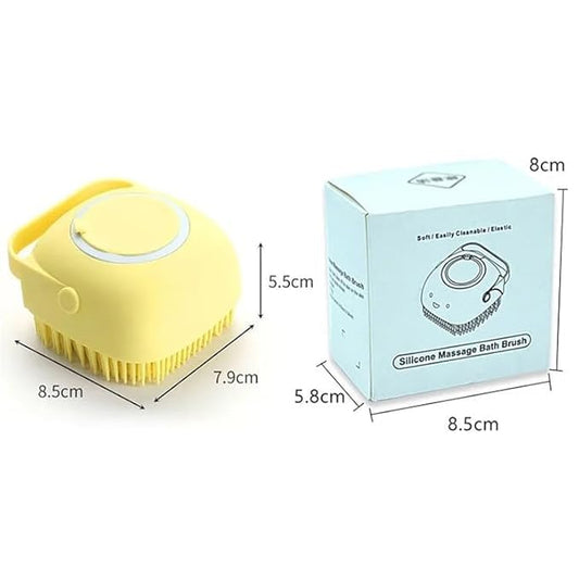 Pet Bath Brush Pet Scrubber for Bath Dog Shampoo Brush Dog Bathing Brush Pet Bubble Brush with Silicone Handle for Short Long Haired Dogs and Cats Cepillo de baño para perros (Yellow)