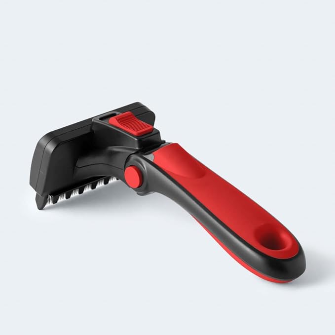 Deshedding Brush for Dogs & Cats - Medium & Red, Long Hair Grooming Tool, Dog Deshedding Brush, Cat Deshedding Brush, Lightweight Deshedding Tool for Shedding Control. Pet deshedder.