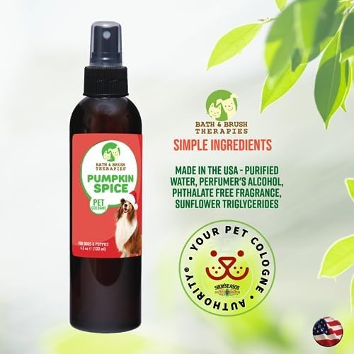 Showseason Pumpkin Spice Holiday Dog Perfume 4.5 oz. for Dogs and Puppies | Long Lasting | Deodorizing Spray | Paraben Free | Made In The USA