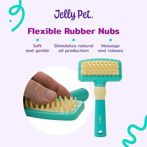 Jelly Pet Deshedding Dog Bath Brush, Curry Brush for Short-Hair Dogs, Shampoo, Massage and Deshed, Use Wet or Dry, Professional Grooming Quality