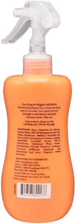 Wags & Wiggles Refresh Dog Deodorizing Spray in Zesty Grapefruit | Long Lasting Dog Grooming Deodorizer Spray | Easy to Use Deodorizing Spray for Dogs to Combat Smelly Dog Odors, 12 Ounces