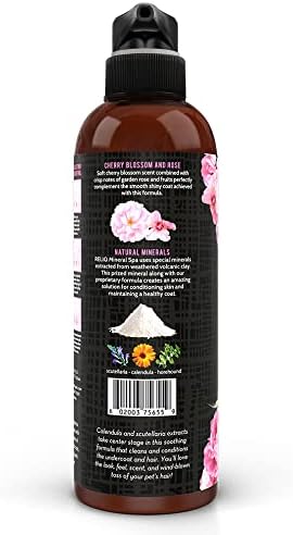 RELIQ Natural Mineral SPA Shampoo Cherry Blossom for Dog/Puppy. No soap no Oatmeal Formula. Tear Free and Long Lasting Odor Control. Super Soft and Shiny Coat After wash.