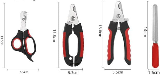 Nail Clipper Trimmer Set for Pet Cats, Dogs, etc., Quick Safety Guard to Avoid Over-Trimming, Stainless Steel Razor Blades, Non-Slip Handle, and Nail File, Professional pet Grooming Tools