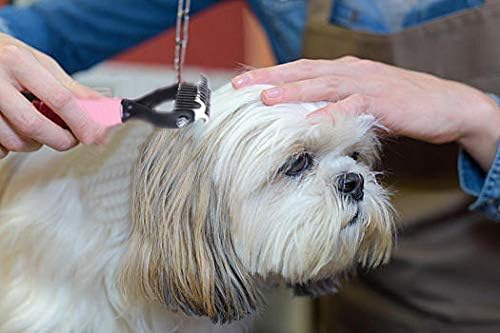 Pet Grooming Tool: Double Sided Undercoat Rake Comb for Deshedding and Dematting Dogs and Cats, Flea Comb Set (Pink/16 tooth)
