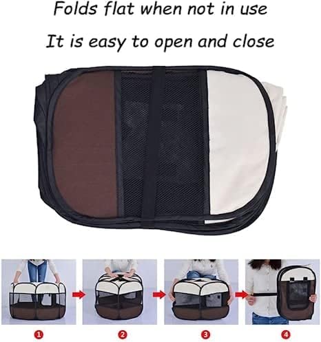Hentay-Dog Playpen Portable Pet Play Pens for Small Dog,Cat/Rabbit/Chicks, Kitten Pen & Travel Pet Carrier + Carrying Case. (Medium, Brown)