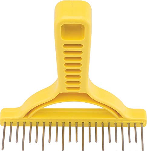 The Untangler Rakes for Grooming and Shedding -Silky Smooth Rotating Teeth to Easily Collect Loose Hair (Yellow, Shedding)