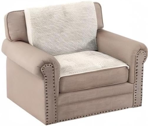 H.VERSAILTEX Plush Chenille Couch Armrest Cover 2 Packs Thick and Soft Sofa Covers Furniture Protector Cover for Pets (27.5" x 27.5", Ivory)