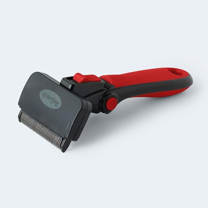 Deshedding Brush for Dogs & Cats - Medium & Red, Long Hair Grooming Tool, Dog Deshedding Brush, Cat Deshedding Brush, Lightweight Deshedding Tool for Shedding Control. Pet deshedder.