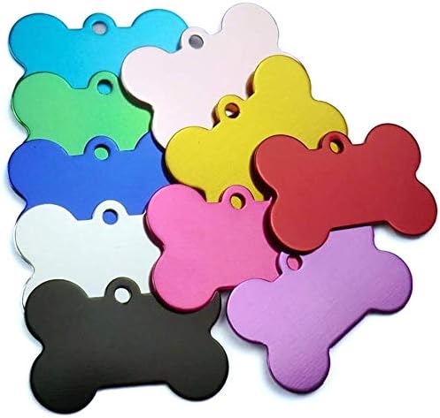 JIAKAI 20 Pcs 38MM Blank Bone Shape Pet ID ,Double Sided Blank Tag Dog Cat Pet Name Phone Number ID Tag Charm Personalized(Random Colors)