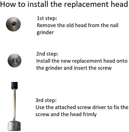 2 Pack Dog Nail Grinder Wheel Replacements, Painless & Safe Diamond Tip Filling Head Replacements Dog Nail Grinder for Casifor (M)