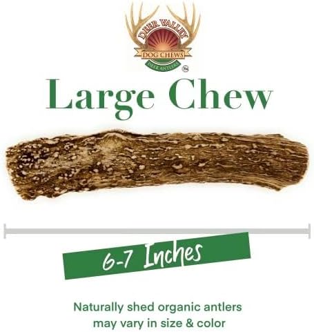 Deer Valley Chews Premium Deer Antler for Dogs - Large 6-7 Inches Long, Single Antler - All Natural Dental Treat for Teething and Chewing - Premium Grade, Naturally Shed