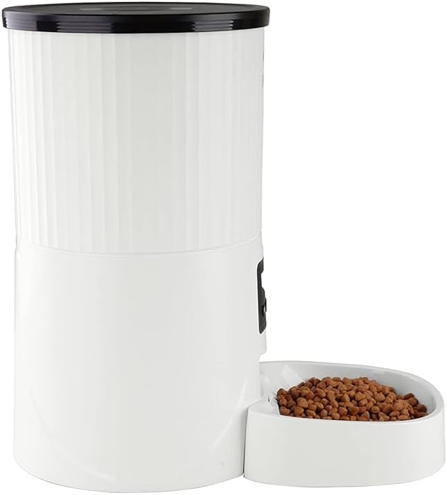 Elevon 4L Automatic Cat Feeder – Programmable Dog & Pet Food Dispenser with 10s Voice Recorder, Portion Control, Desiccant Bag, Large Capacity for Small Large Pets, White