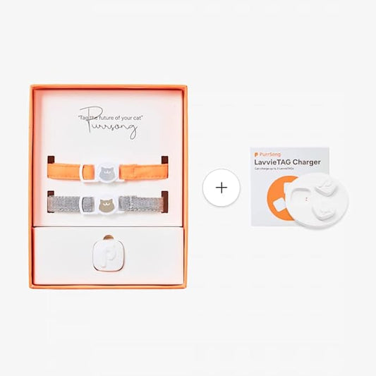 LavvieTAG with 2 Straps Charger Set | Smartwatch for Cat ID Tag Light (0.01lbs) Activity Analysis Heath Care App Integration Monitor Fitness Tracker(Charger Included)