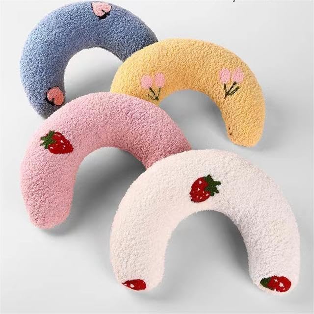 T'CHAQUE Dog Pillow Bed, Cat Calming Pillow, Dog Neck Pillow for Joint Relief Sleeping, Ultra Soft Half Donut Cuddler, Pillow Pet for Upper Spine Support, Doggy/Kitten Pillow Training Toy, BlueFlower