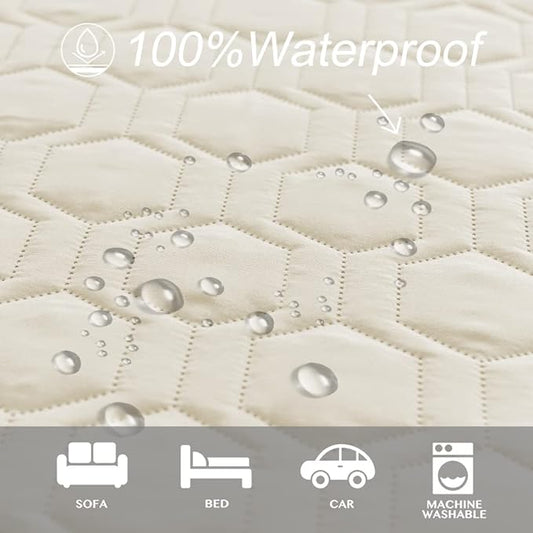 Waterproof and Anti-Slip Dog Bed Cover and Pet Blanket Sofa Pet Bed Mat ,car Incontinence Mattress Protectors Furniture Couch Cover for Most Cats Dogs, Pets (82x82- Ivory)