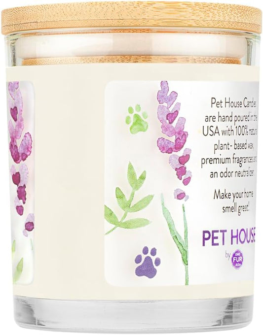 One Fur All Pet House Candles 2 Pack - Plant-Based/Soy, Clean Burning, Long Lasting Pet Odor Candle for Home - Lavender Green Tea