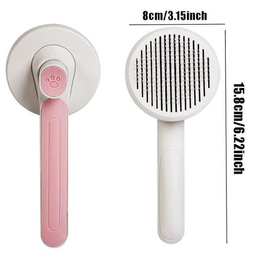 1 Pcs Cat Grooming Brush, Cat Brush Cats Grooming Dematting Comb Self Cleaning Slicker Brushes for Dogs Cats Pet for Shedding Remove Undercoat Mats Hair Pet Massage-Self Cleaning Slicker Brush, Pink