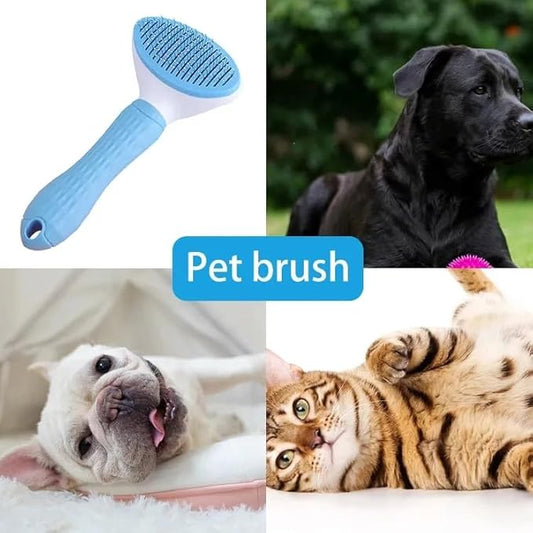 Pet Hair Removal Grooming Cleaning Pet Comb Pet Dog Pet Cat Hair Brush Dog Hair Cleaner Comb Needle Tool Release Button Self Cleaning Easy Use (BLUE)