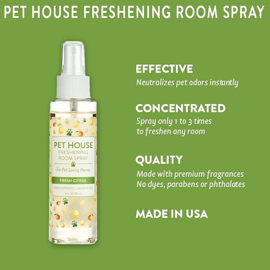 One Fur All Pet House Freshening Room Spray - Fresh Citrus - Concentrated Air Freshener - Non-Toxic & Pet-Friendly Air Freshener - Pet Odor Eliminator Room Spray