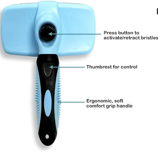 Self Cleaning Slicker Brush for Dogs, Cats and Small Pets. Gently Pet Hair Remover. One Click Cleaning Function.Reduces Shedding Dog Grooming Acceosries for Small Medium And Large Dogs.