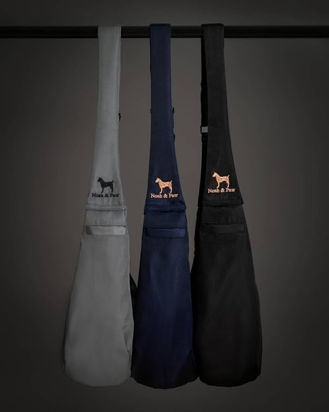 Noah & Paw Dog Sling Carrier for Small Dogs 5-18lb, Dog Sling for Small Dogs and Cats, Dog Carrier with Adjustable Padded Strap, Premium Twill, Lined with Fur, Double Safety Feature, Machine Washable