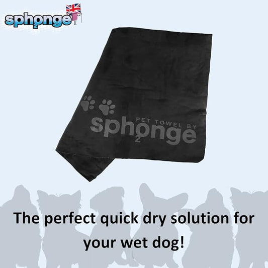 SPh2ONGE Highly Absorbent Pet and Dog Towel | 66 X 43cm | Dark Grey