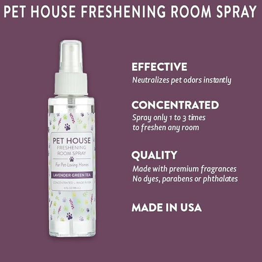 One Fur All Pet House Freshening Room Spray - Lavender Green Tea - Concentrated Air Freshener - Non-Toxic & Pet-Friendly Air Freshener - Pet Odor Eliminator Room Spray