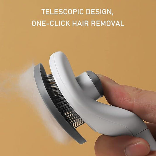 Self-Cleaning Slicker Brush Comb - Best Pet Cat Dog Grooming Long Short Hair - Shedding Loose Undercoat Tangled Haired Removes Tool - Gray