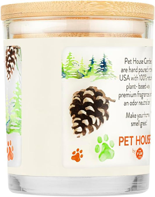 One Fur All Pet House Candle 2 Pack -Plant-Based/Soy Candle - Clean Burning Scented Candles, Long Lasting Pet Odor Candle for Home - Evergreen Forest