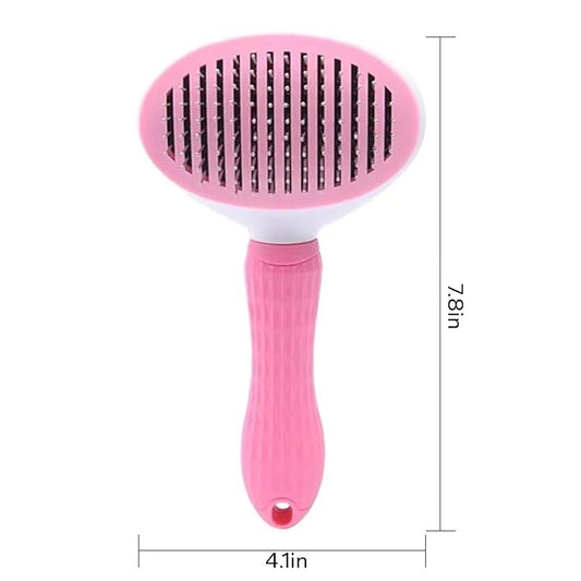 Self-Cleaning Slicker Brush for Dogs and Cats, Hair Cleaner Brush, Shedding and Dematting Grooming Comb, Pet Grooming Brush-Pink, standtard