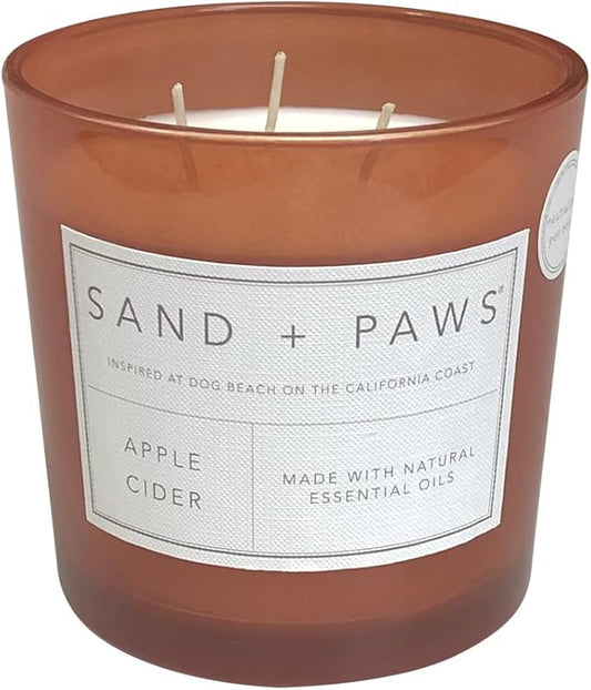 Sand + Paws Scented Candle - Apple Cider - Additional Scents and Sizes –Luxurious Air Freshening Jar Candles Neutralize pet Odors and Enhance Home décor – 100% Cotton Lead-Free Wicks - 21 oz