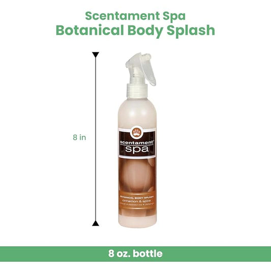 Best Shot Scentament Spa Botanical Body Splash, Body Spray Conditioner for Pets, Cat and Dog Cologne Spray, Alcohol-Free, Ready To Use, Cinnamon Spice, 8 Oz.