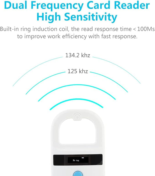 Watris Veiyi Dog Microchip Reader, Pet Microchip Scanner with OLED Display Screen, Pet Chip ID Scanner Supports FDX-B (ISO11784/11785) and EMID Microchips, for Animal Management