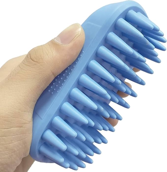 Pet Silicone Shampoo Brush | Dog Bath Grooming Brush for Long & Short Hair| Pet Scrubber for Medium Large Pets Dogs Cats | Anti-skid Rubber Massage Comb | Silicone Shower Wash Curry Brush