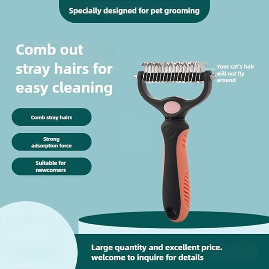 Pet Comb Ultimate Dog Grooming Set: Professional Deshedding Brushes for Dogs & Cats – Perfect for Long-Haired Breeds, Flea Removal, & Dematting(Orange, For Cats and Small Dogs)
