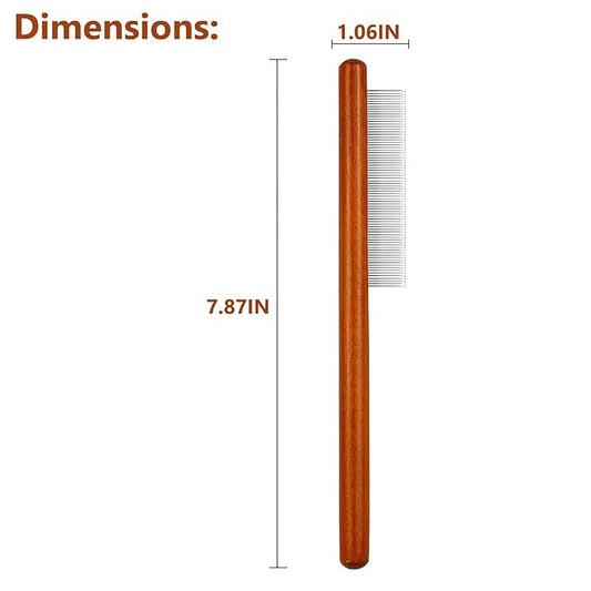 Solid Wooden Puppy Grooming Brush, Pet Flea Lice Comb, Stainless Steel Teeth Massage Comb for Cat Dog Rabbit, Loose Fur for Shih Tzus, Yorkies, and Maltipoos, Small Medium Pets