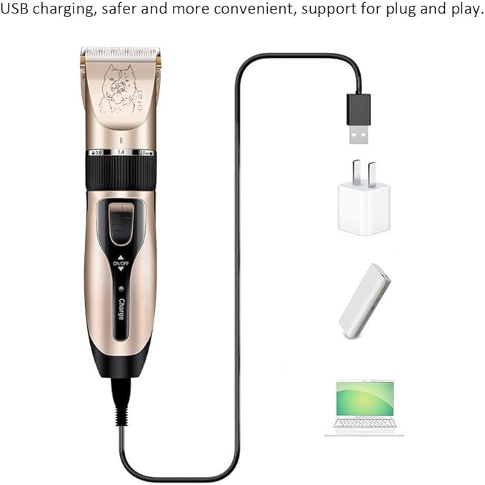 Professional Electric Cordless Shaver Trimmer/Clipper for Dogs, Cats, and Other Animals - Rechargable Battery with Long Life, Low Noise - Toolkit Included