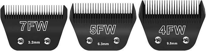 Detachable Pet Dog Grooming Wide Blades-Size 7FW+5FW+4FW Dog Grooming Wide Blade,Compatible with Most Andis,Oster A5,Wahl km10 Clippers -Black