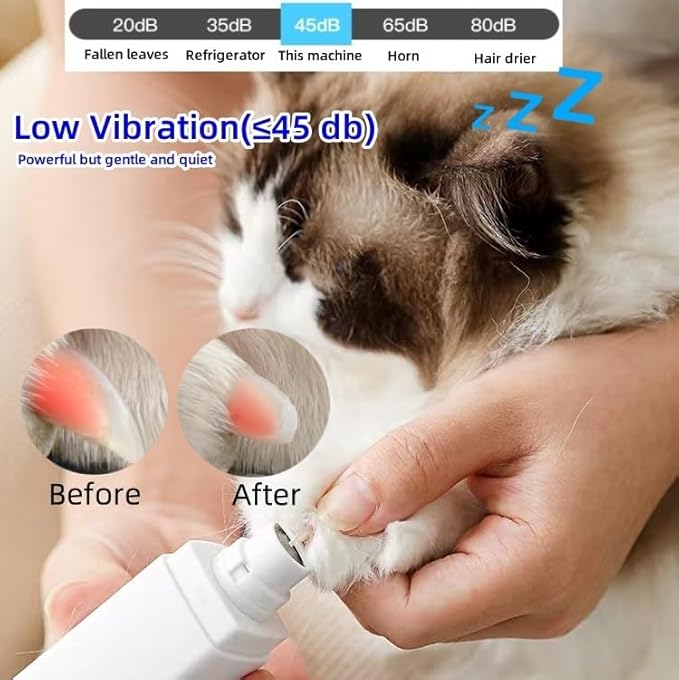 Dog Nail Trimmers, 4-Speed Dog Nail Grinder, Painless & Quiet Pet Nail Trimmer for Large Dogs, Medium & Small Dogs/Cats(2 Grinder Wheels)